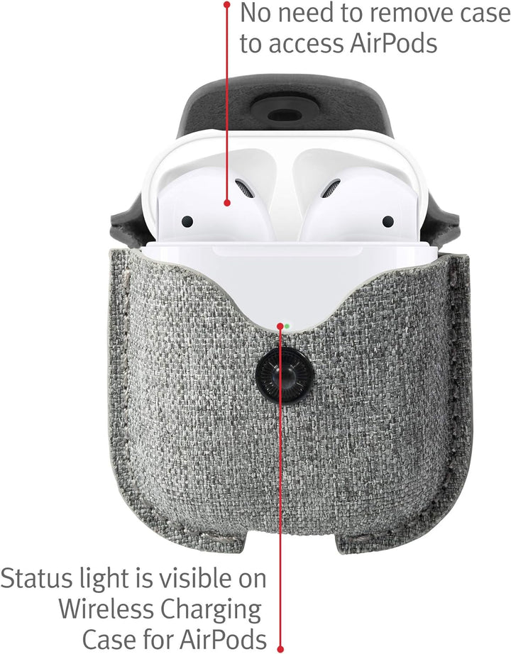Twelve South Airsnap Twill - Schutzhülle/Cover mit Loss Prevention Clip für AirPods & Wireless Charg