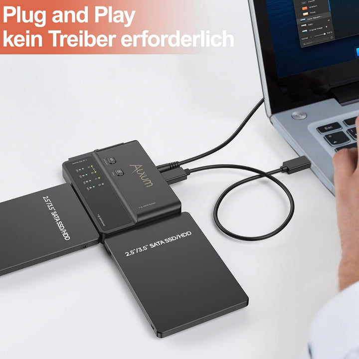 Alxum IDE und SATA Adapter, USB Type-C 5Gbps Festplatten Adapter mit Clone, Netzschalter für 2.5/3.5