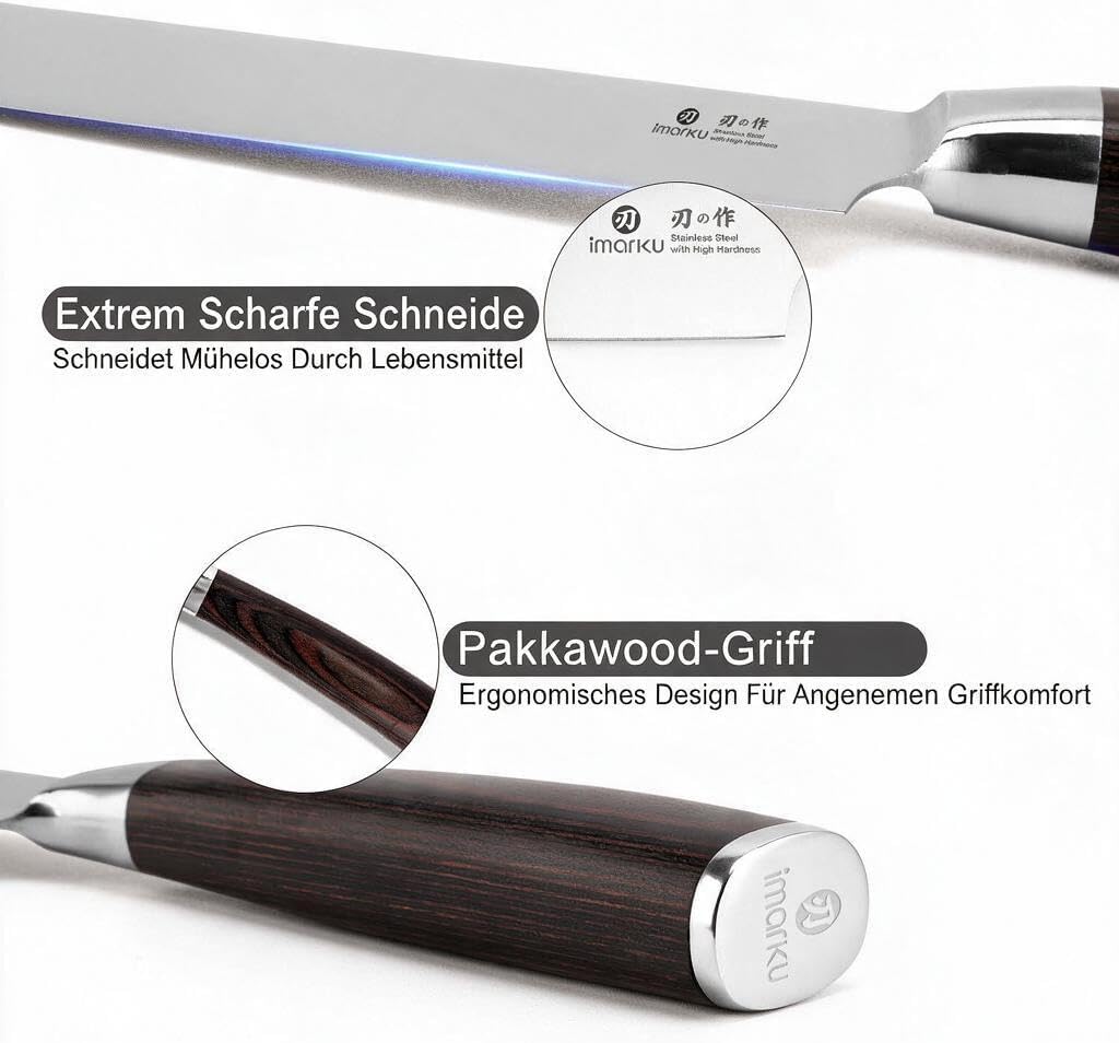 Kochmesser-imarku 20cm Profi Küchenmesser Chef Messer Allzweckmesser aus Carbon-Edelstahl, Ultrascha