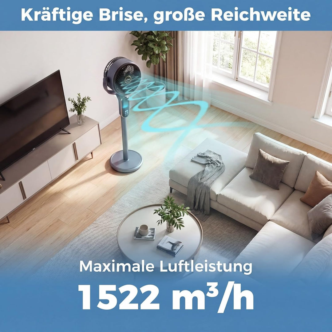 COSTWAY Standventilator leise mit Fernbedienung, Ventilator 54-96 cm höhenverstellbar, Bodenventilat