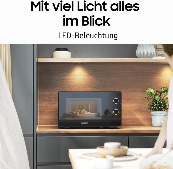 Samsung Solo-Mikrowelle, 700 W, Epoxy-Garraum mit 20 l Volumen, 5 Leistungsstufen, Defrost, Schwarz,