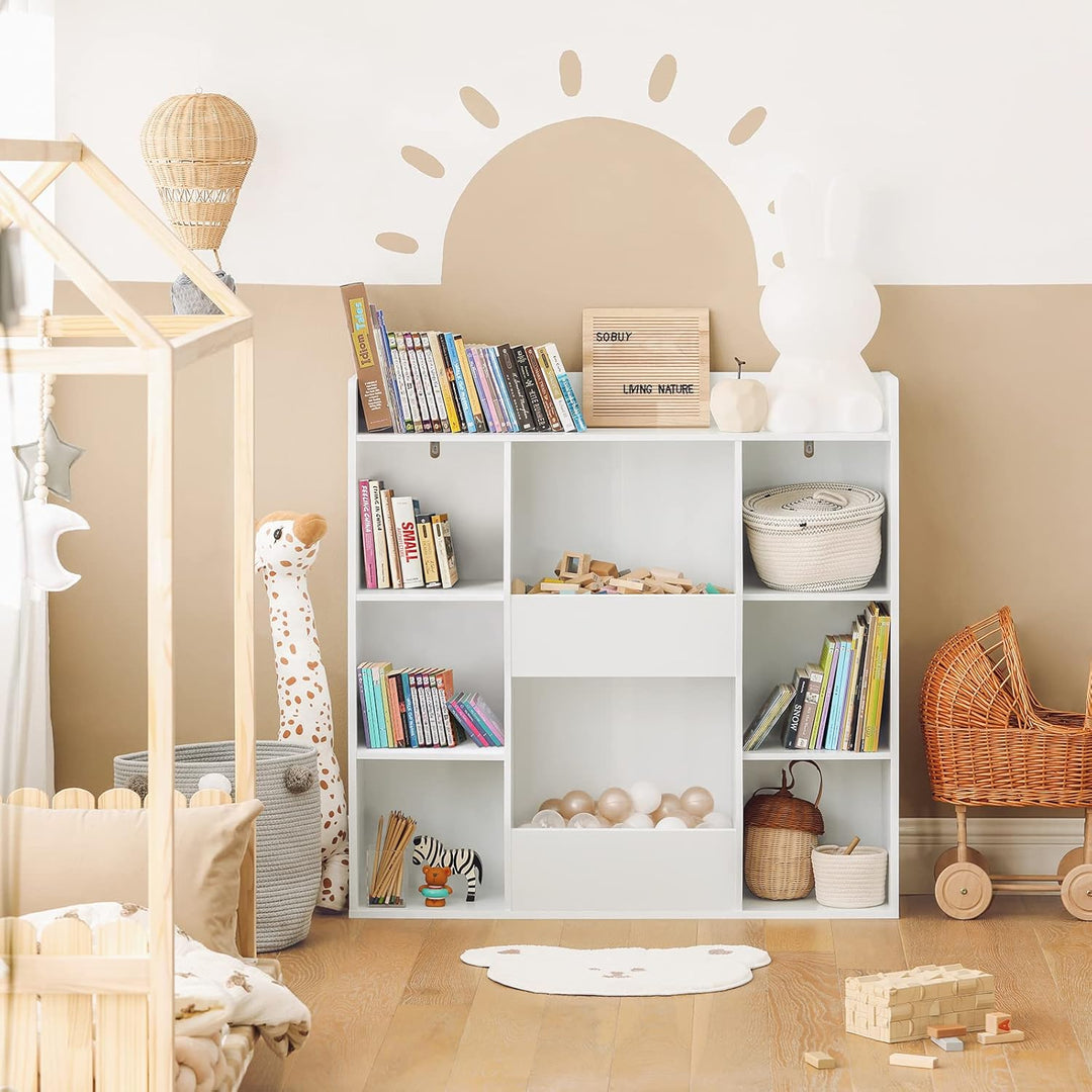 SoBuy Kinder Bücherregal Montessori Regal Kinderzimmer mit 8 Offenes Fach Kinderregal für Spielzeug