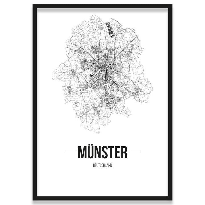 JUNIWORDS Stadtposter, Münster, Wähle eine Grösse, 40 x 60 cm, Poster mit Rahmen, Schrift B, Weiss 4