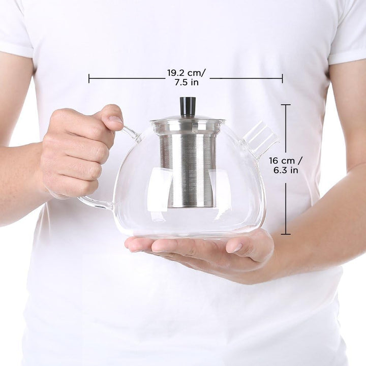 Ecooe 1.5L Teekanne mit Stövchen, Teekanne Glas und Teewärmer Edelstahl Silber 1500 ml, Silber 1500
