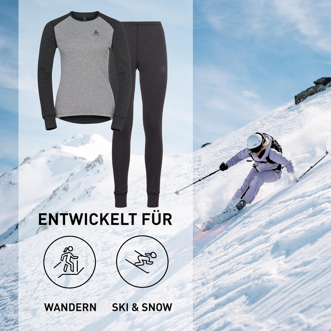 Odlo Damen Funktionsunterwäsche Set Active WARM ECO L Dark Grey Melange - Grey Melange, L Dark Grey