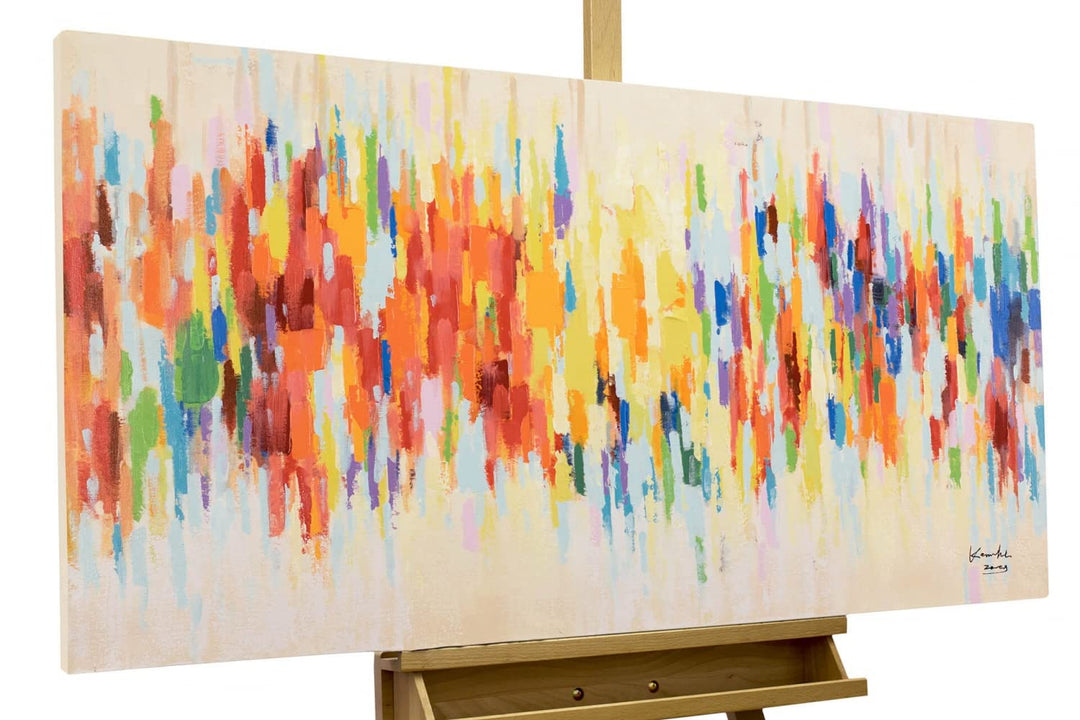 KunstLoft Leinwandbild | 100% HANDGEMALT | 120x60cm | Gemälde 'Weekend Happiness' | Abstrakt | Bunt