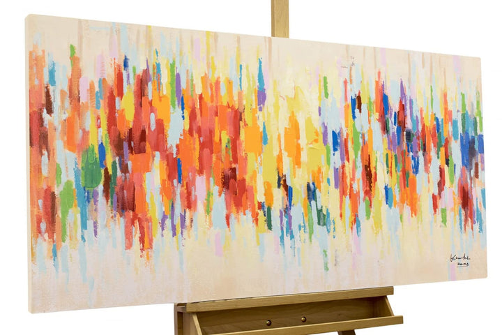 KunstLoft Leinwandbild | 100% HANDGEMALT | 120x60cm | Gemälde 'Weekend Happiness' | Abstrakt | Bunt