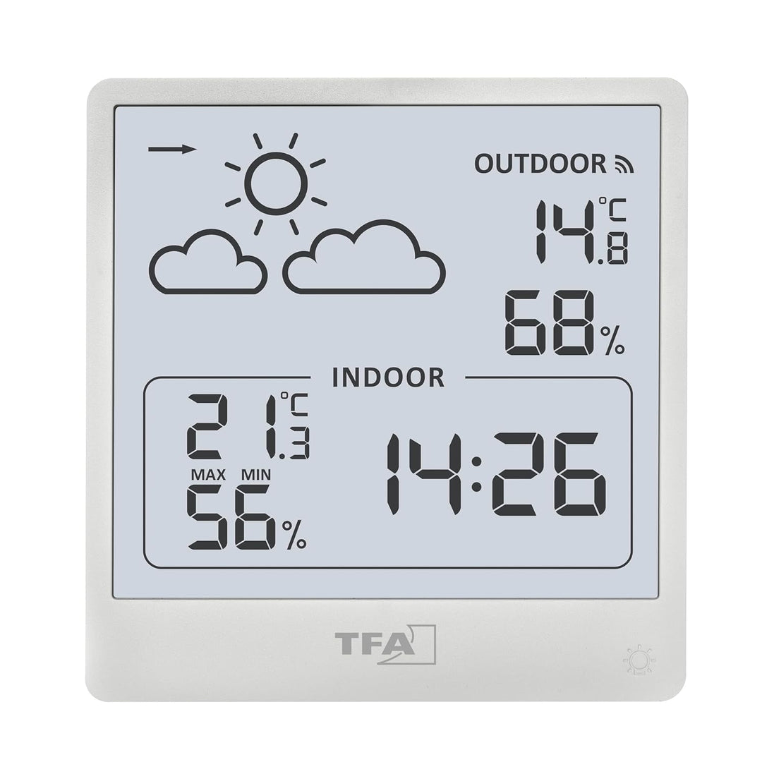 TFA Dostmann Cleo Funk Wetterstation innen und aussen, 35.1176.02, mit Aussensensor, Temperatur und