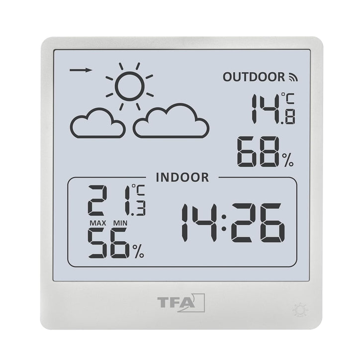 TFA Dostmann Cleo Funk Wetterstation innen und aussen, 35.1176.02, mit Aussensensor, Temperatur und