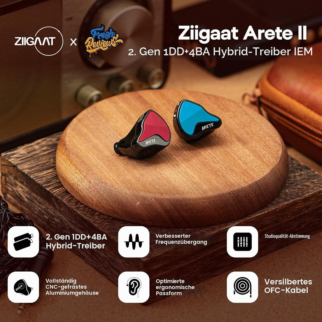 LINSOUL ZiiGaat x Fresh Reviews Arete II IEM,2nd Hybrid-In-Ear-Monitor mit 1DD+4BA,Kabelgebundene Hi