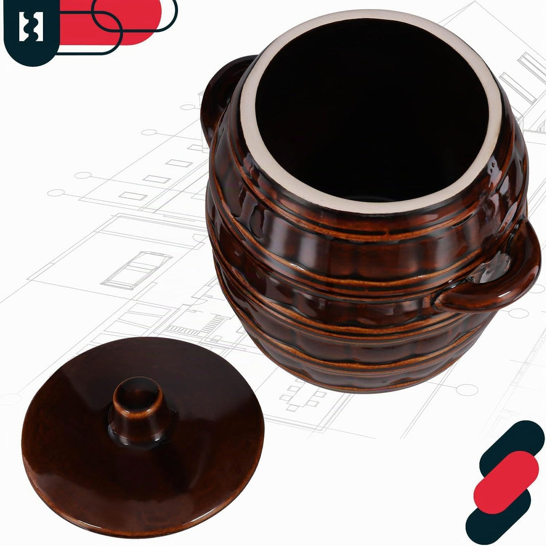 KOTARBAU® Gärtopf Fermentierglas 2,5 l Kimchi Behälter Gärglas Steingutfass mit Deckel Fermentierglä