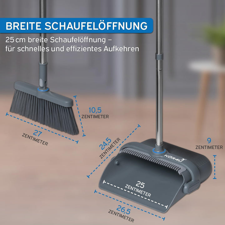 kör4u Reinigungsset mit Wischmopp und 2-Kammer-Eimer sowie Besen mit Kehrschaufel hygienisch ergonom