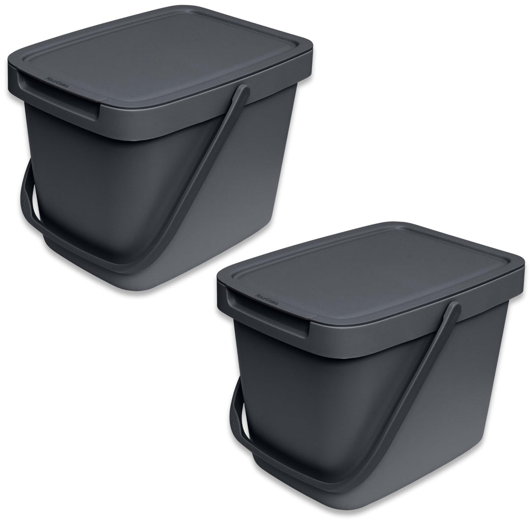 YourCasa 2 STK. Biomülleimer Küche - 6L Komposteimer für alltäglichen Biomüll - Mit Deckel und Wanda
