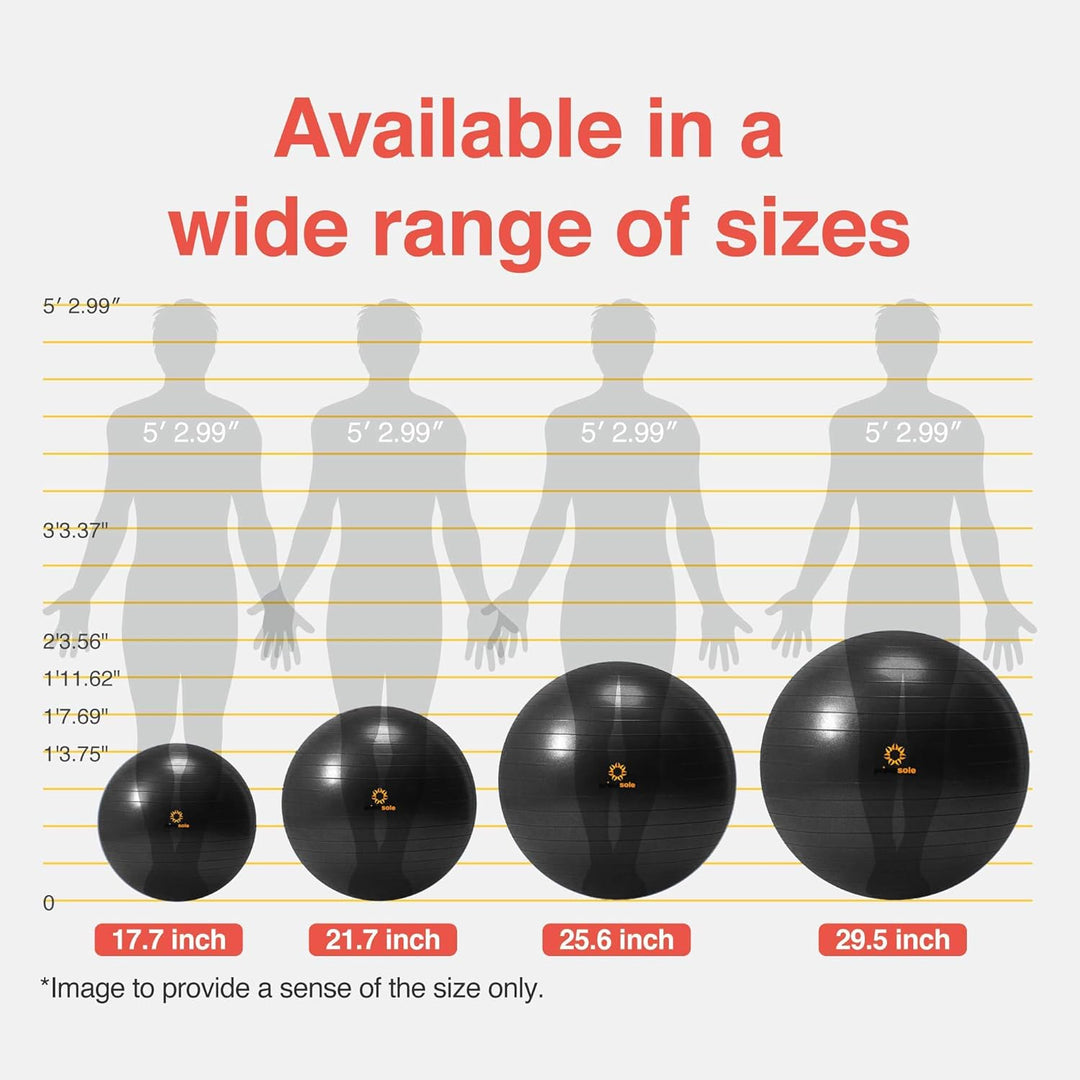 primasole Balance Ball Gymnastikball 25.6 inch &amp; 65 cm Schwarz, 25.6 inch &amp; 65 cm Schwarz