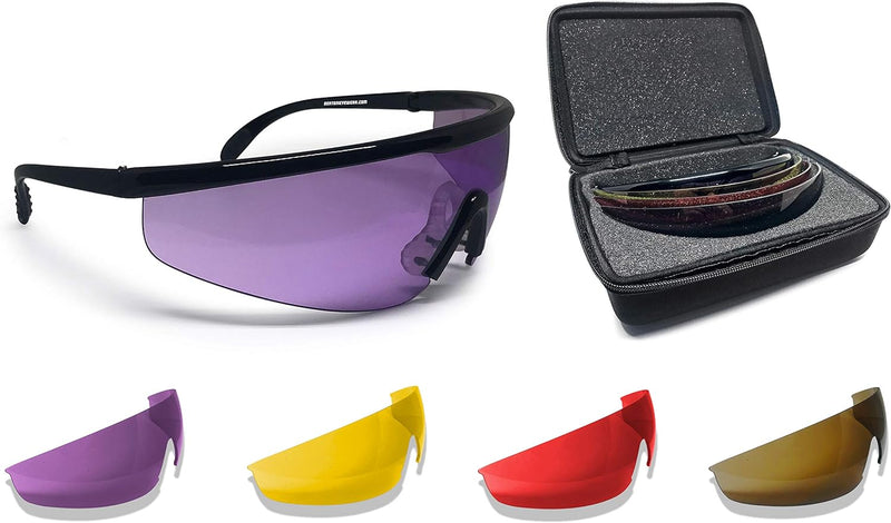 BERTONI Schiessbrille Sehstärke mit Optikadapter mit 4 Wechselgläser - AF899A Ballistische Schutzbri