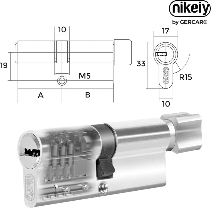 GERCAR Profilzylinder Schliesszylinder Zylinderschloss 45/45 Knaufzylinder Türschloss - inkl. 10 Sch
