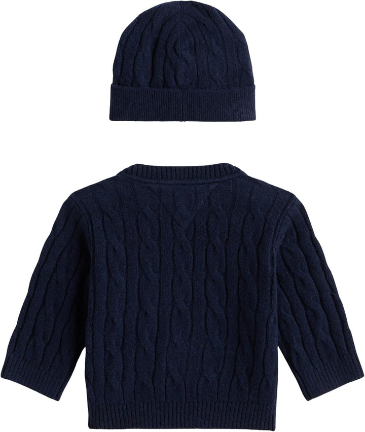 Tommy Hilfiger Unisex Baby Cable Crew with Beanie Kn0kn02158 Other Apparel Sets (2er Pack) 24 Monate