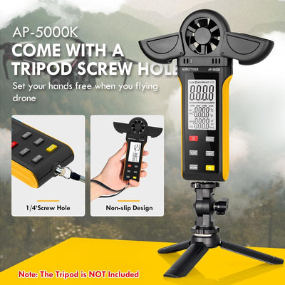 AOPUTTRIVER AP-5000K Windmessgerät Handheld Windmesser mit um 270° drehbarem Detektor und Doppelflüg