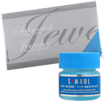 Sambol Silber Tauchbad Set 150 ml Silberbad und 15x16cm Silberpoliertuch