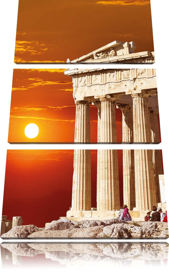 Pixxprint Tempel der Athene als Leinwandbild/Grösse: 3 Teilig (120x80) cm/Wandbild/Kunstdruck/fertig