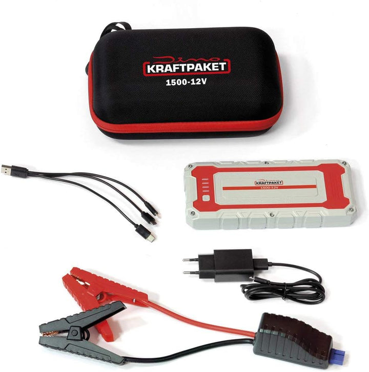 Dino KRAFTPAKET 136150 12V-1500A Starthilfegerät 62.9Wh-Die Neue kraftvolle Generation, kompatible m