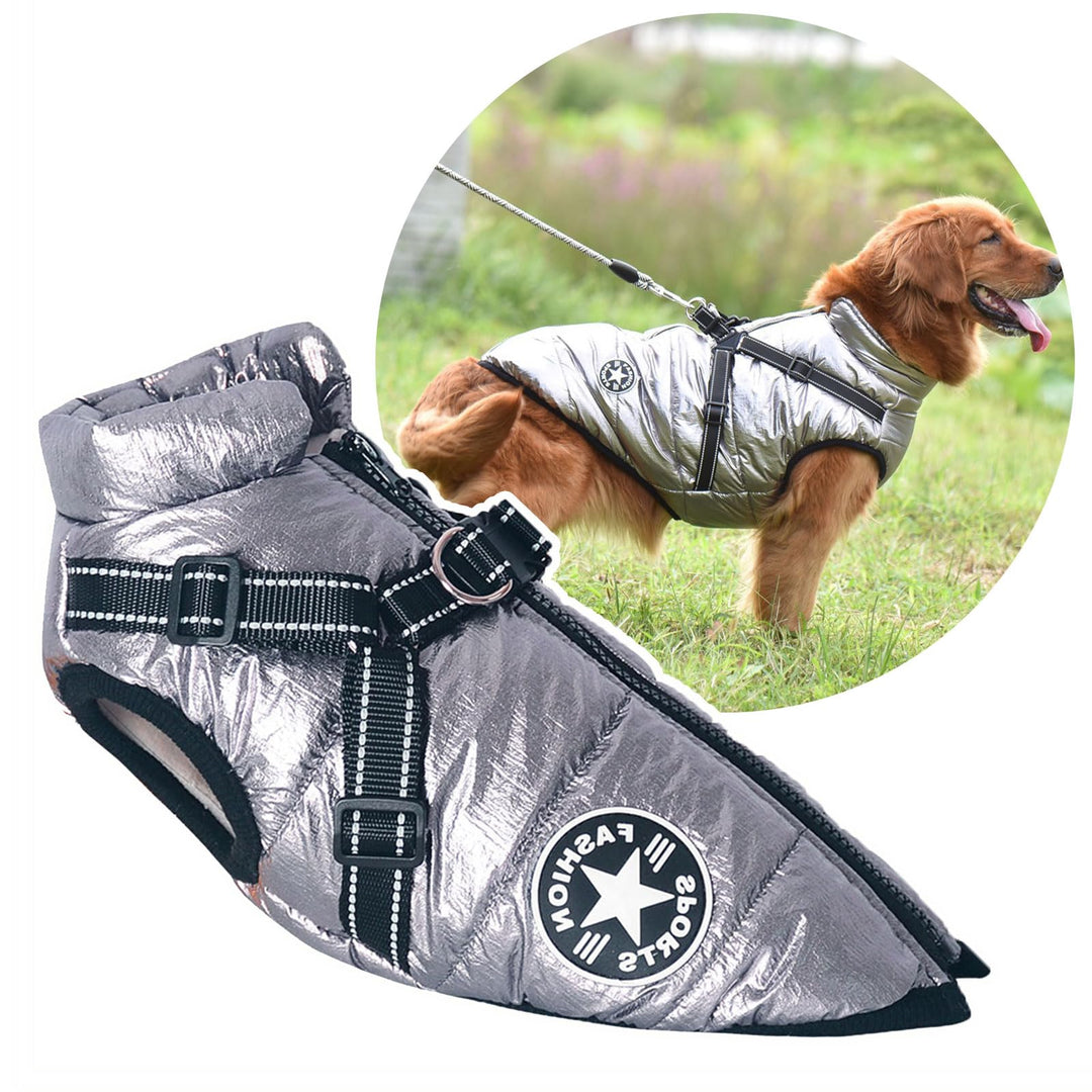 2 in 1 grosse Hundejacke mit Geschirr, Outdoor Hundesportweste Geschirr, Outdoor warmes Haustier Win