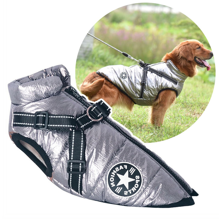 2 in 1 Hundebekleidung für grosse Hunde, für den Winter, warme Hundeweste, Hundegeschirr für grosse