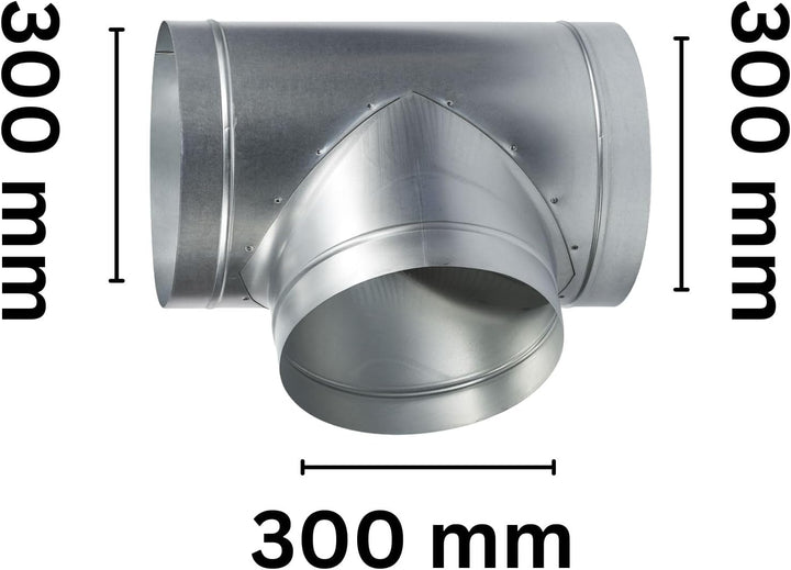 Weedness T-Stück 300 mm - Rohrlüfter Abluft Aktivkohlefilter Grow Lüfter Ablauftschlauch Adapter Kli