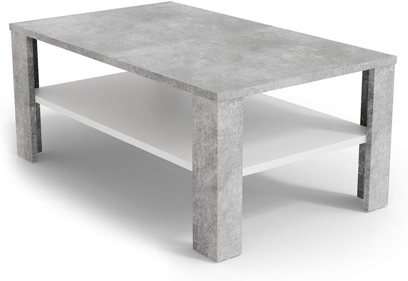 Vicco Couchtisch, Beton/Weiss, 100 x 42 cm, Beton