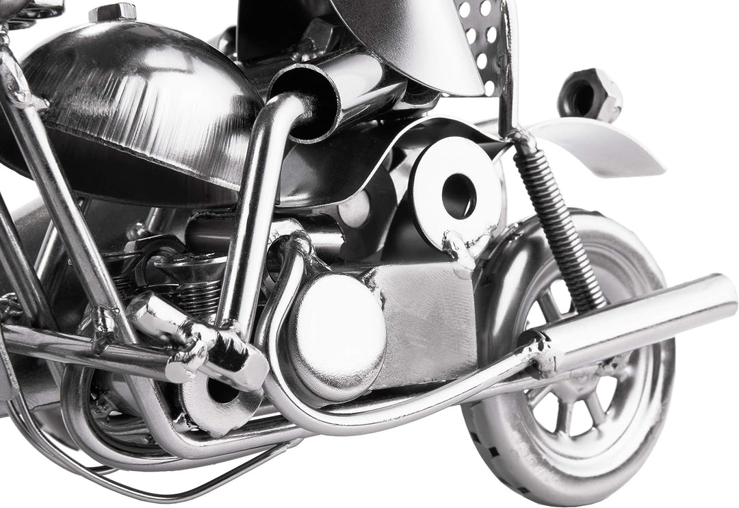 BRUBAKER Schraubenmännchen Motorrad mit Beiwagen - Handarbeit Eisenfigur Metallmännchen - 23 cm Meta