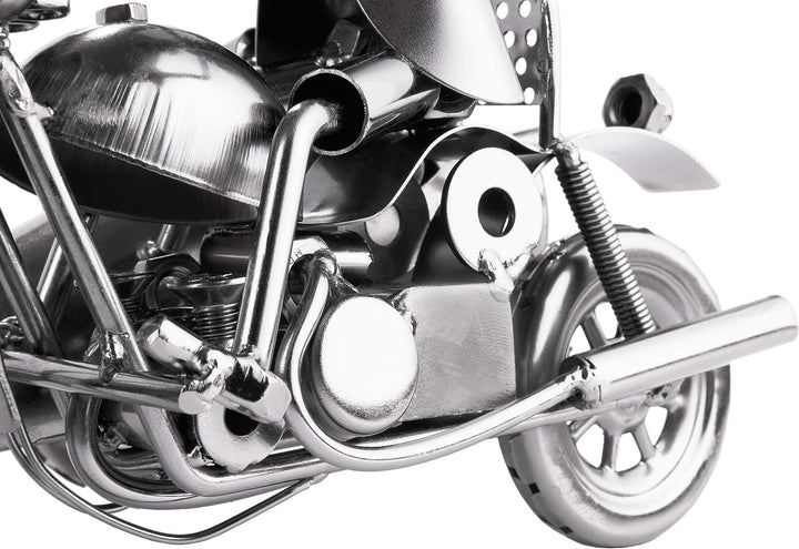 BRUBAKER Schraubenmännchen Motorrad mit Beiwagen - Handarbeit Eisenfigur Metallmännchen - 23 cm Meta