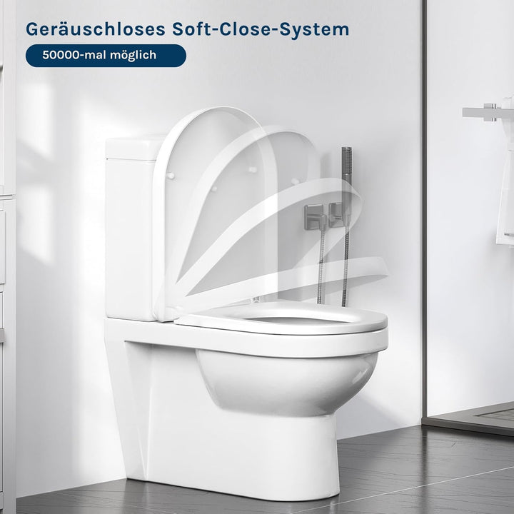 WOLTU WS2544 Toilettendeckel WC Deckel Sitz Absenkautomatik, Kunststoff, Fast Fix/Schnellbefestigung