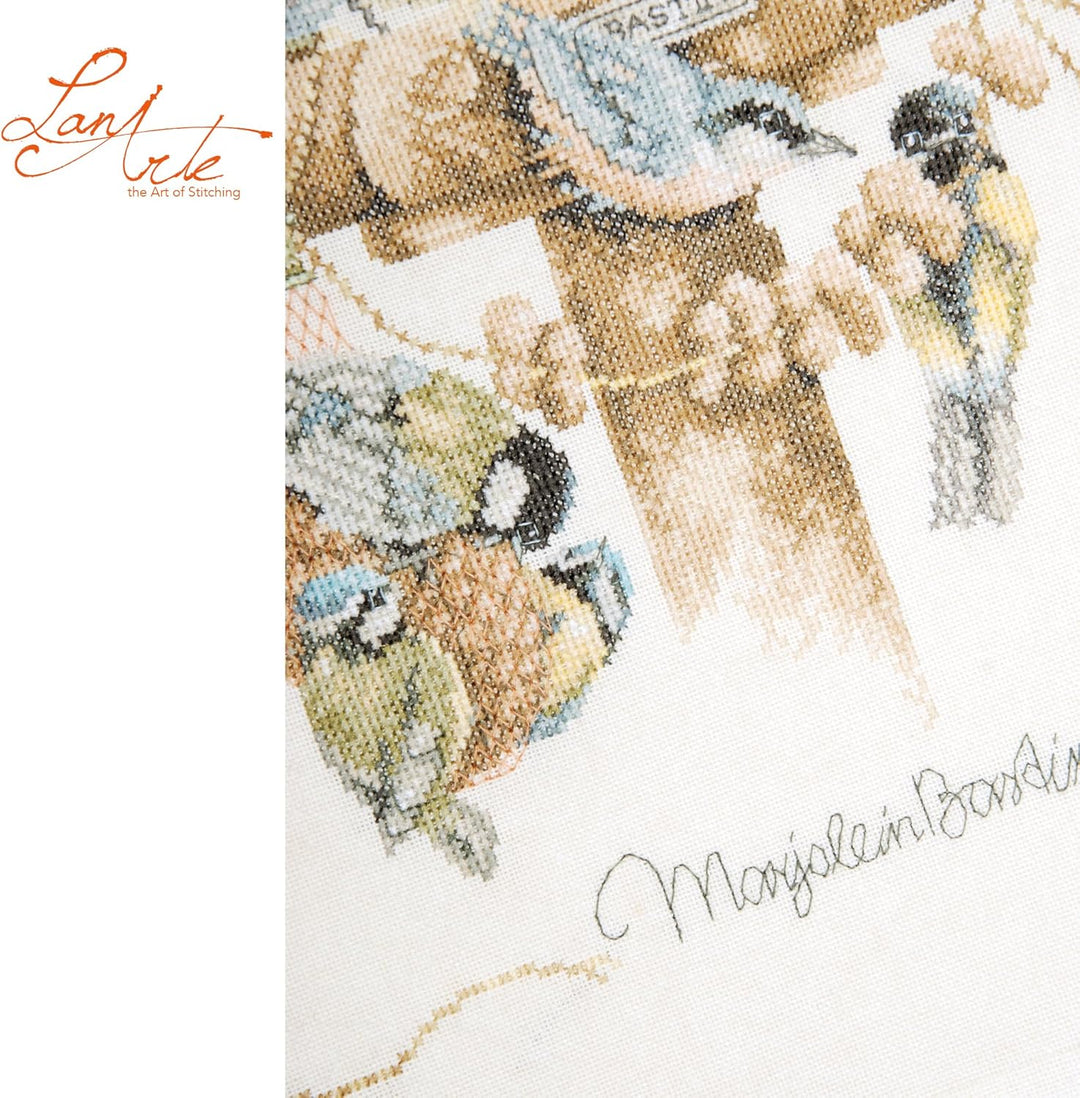 Lanarte PN-0007962 MB Vogelhäuschen I Zählmuster Kreuzstichset, Baumwolle, mehrfarbig, ca. 37 x 54 c