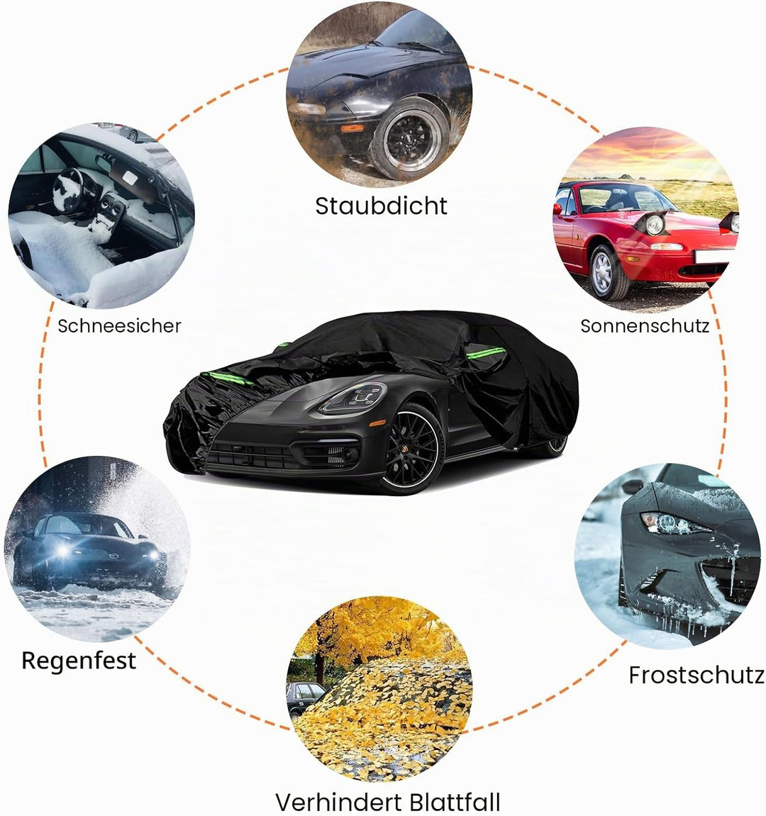 wasserdichte Autoabdeckung Ersatz für Porsche Panamera 2014–2023 2024, 6 Schichten Auto Abdeckplane
