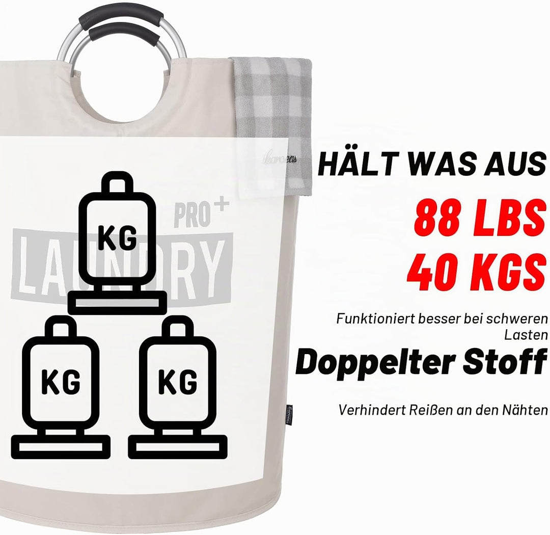 Caroeas 150L Grosser Wäschekorb (8 Farben), Wasserdichter Wäschebehälter, Wäschesammler mit gepolste