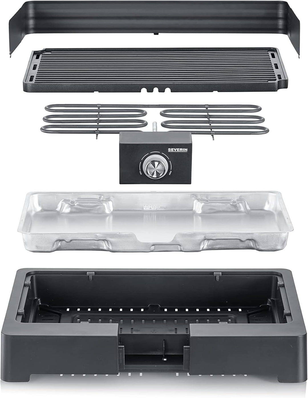 SEVERIN Tischgrill mit Aluminium-Grillplatte für drinnen und draussen, Elektrogrill mit schnellem Gr