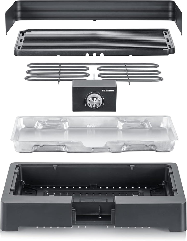 SEVERIN Tischgrill mit Aluminium-Grillplatte für drinnen und draussen, Elektrogrill mit schnellem Gr