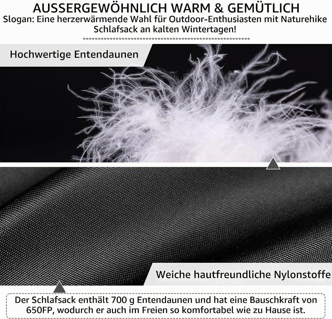 Naturehike CW-Serie RDS Daunenschlafsack,Ultraleichte Tragbare Kompackte Daunen Schlafsack 4 Jahresz