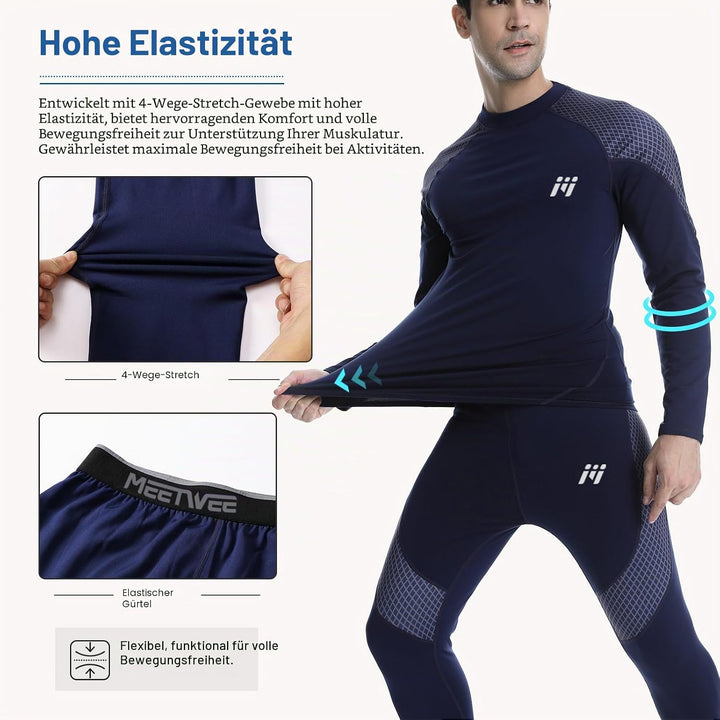 MEETWEE Thermounterwäsche Herren, Funktionsunterwäsche Winter Skiunterwäsche Suit Atmungsaktiv Therm