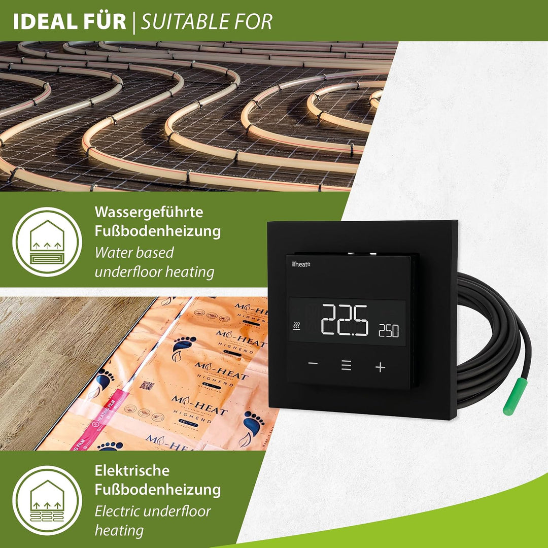 Heatit Z-TRM6 Z-Wave Plus Thermostat Raumregler mit EXT. Sensor für Fussbodenheizung elektrisch und