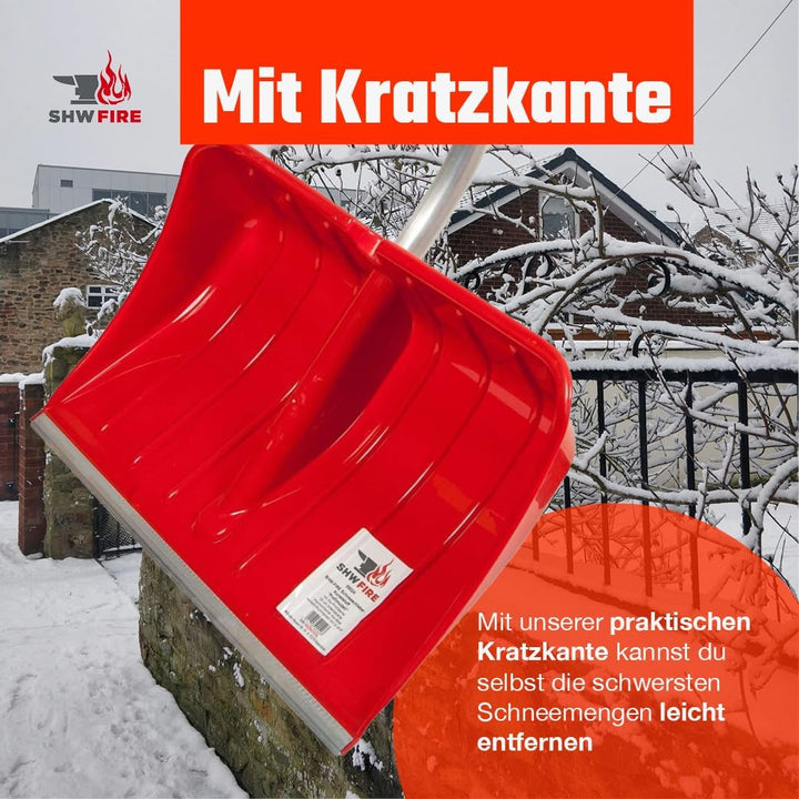 Ergonomischer Schneeschieber 55 cm, Schaufel aus verstärktem Kunststoff, Aluminium-Schutzkante, Abne