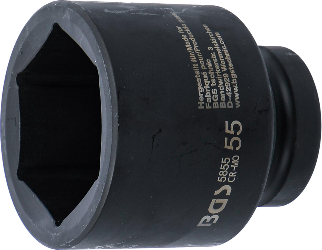 BGS 5855 | Kraft-Steckschlüssel-Einsatz Sechskant | 25 mm (1") | SW 55 mm Schlüsselweite: 55 mm, Sch