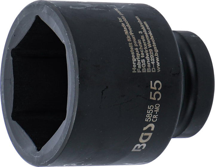 BGS 5855 | Kraft-Steckschlüssel-Einsatz Sechskant | 25 mm (1") | SW 55 mm Schlüsselweite: 55 mm, Sch