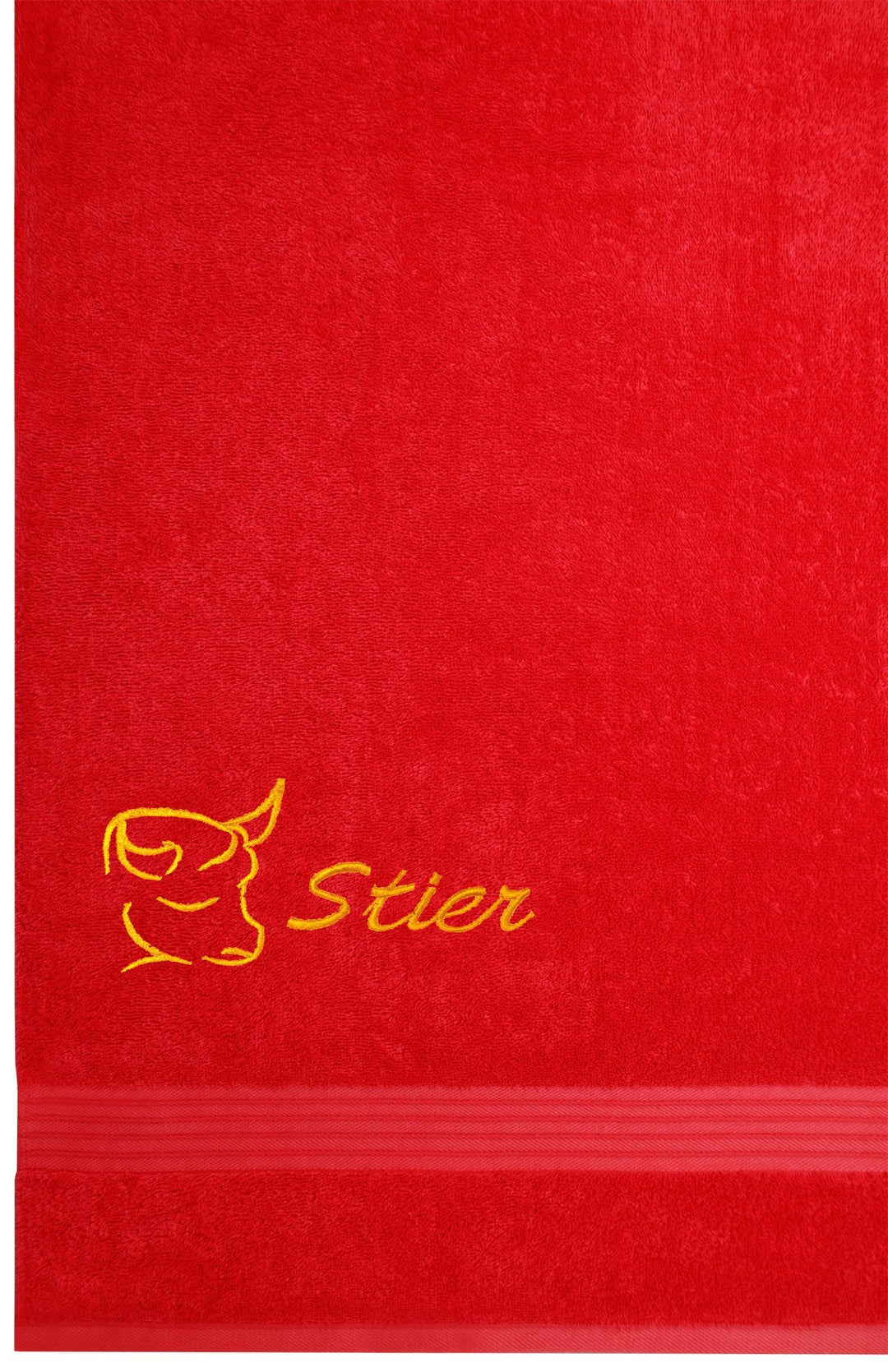 Lashuma Frottee Handtuch mit Sternzeichen Stier Bestickt, 70x140cm Linz Liegetuch Scharlach Rot Stie