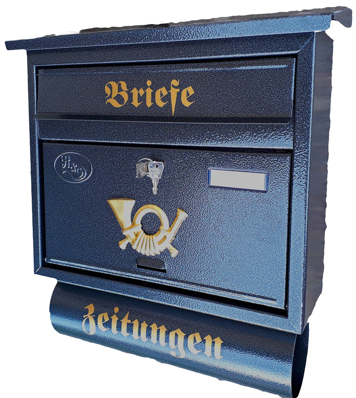 Grosser Briefkasten/Postkasten XXL Anthrazit mit Abnehmbarer Zeitungsrolle Flachdach Katalogeinwurf