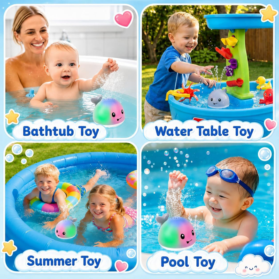 Gigilli Baby Badewannenspielzeug, Leuchtender Spritzender Wal-Spielzeug 6-12 12-18 Monate Badespielz