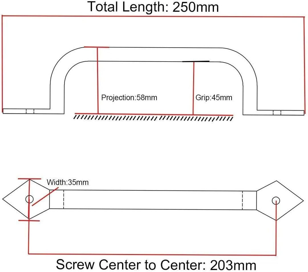 LONTAN 2 Stück Scheunentor Griff Schwarz Schiebetür Griff 203mm lochabstand Scheunentürgriff Türgrif