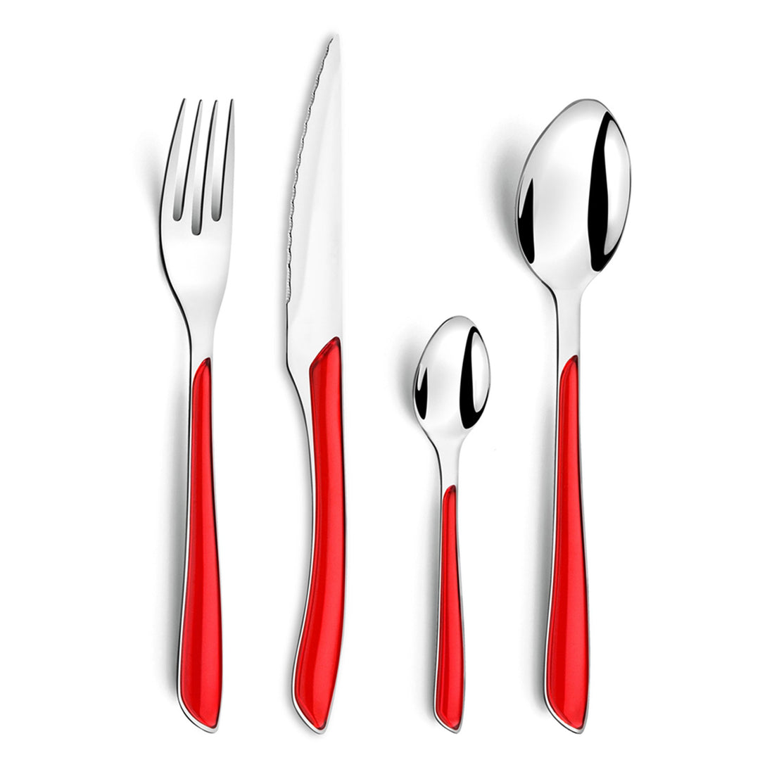 Amefa ECLAT Besteck Set | Rot | Essbesteck 16-teilig | für 4 Personen | Edelstahl rostfrei | hochwer