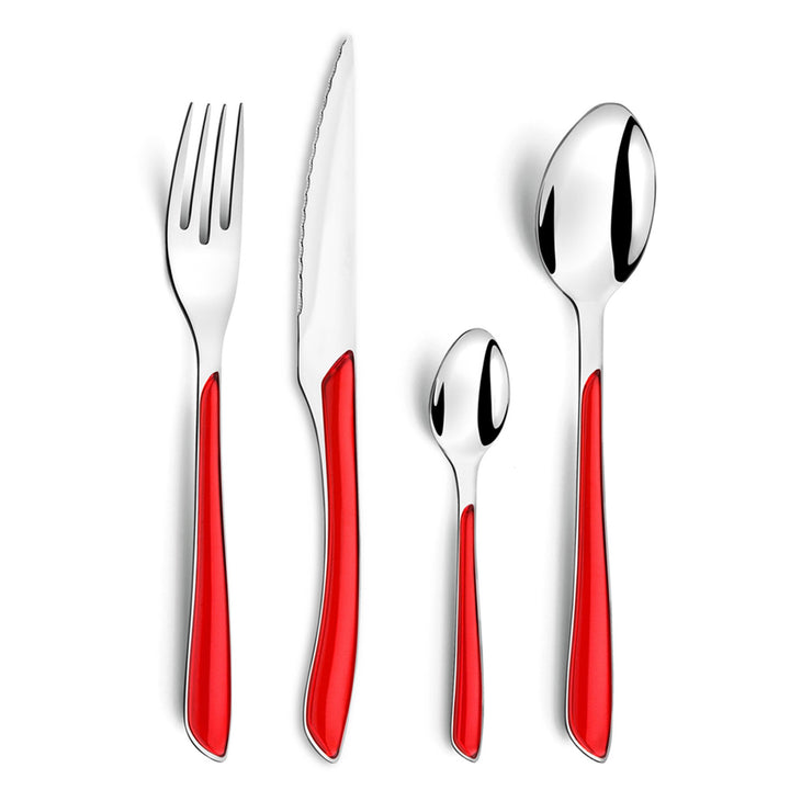 Amefa ECLAT Besteck Set | Rot | Essbesteck 16-teilig | für 4 Personen | Edelstahl rostfrei | hochwer