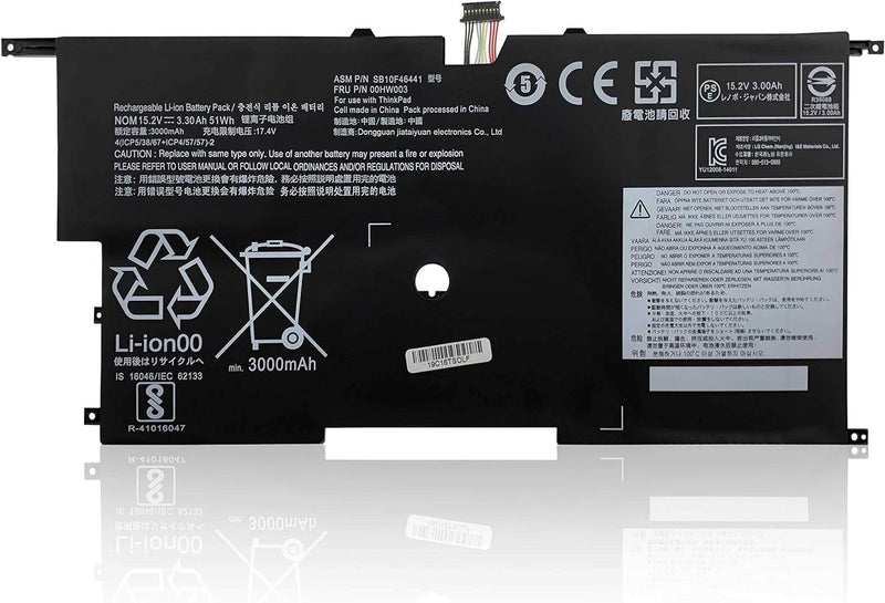 00HW002 Battery Fit for Lenovo ThinkPad X1 Carbon Gen 3 3rd 2015, SB10F46440 00HW003 Laptop, 15.2V 5